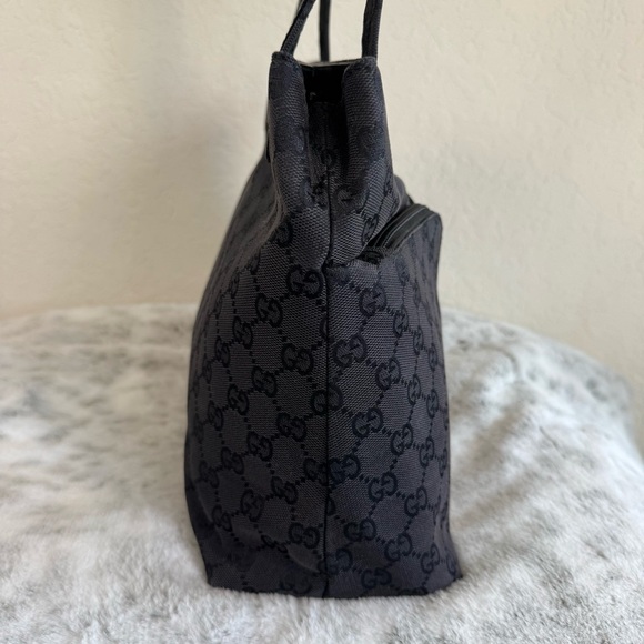 Gucci Gg Canvas / Denim Double Pocket Tote- Black  P0070 - Picture 5 of 14